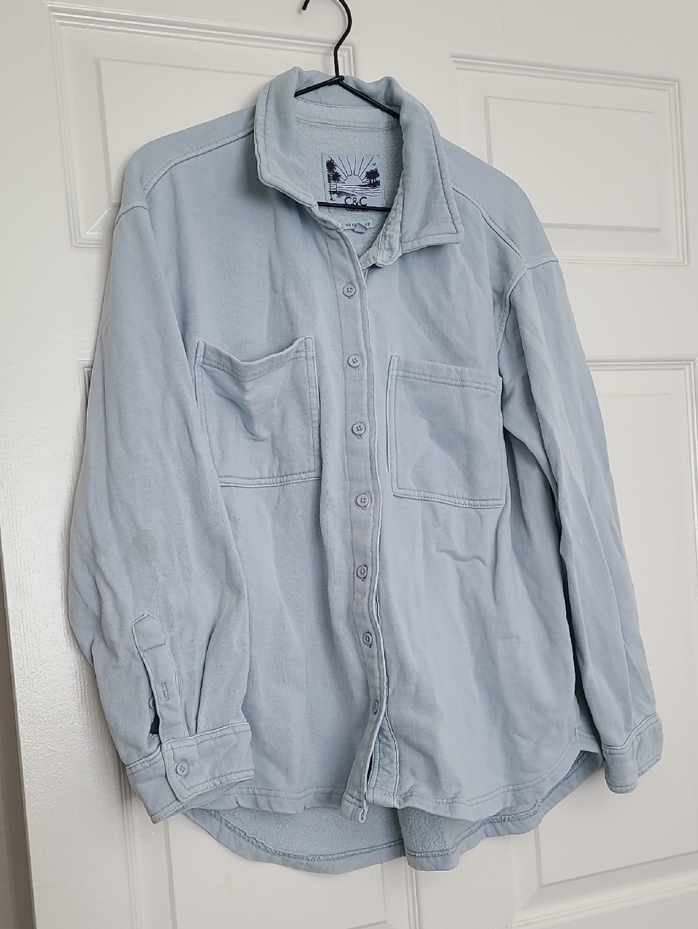 C&C Light Blue Button-Front Pocket Heavy Over Shirt - Picture 7 of 10